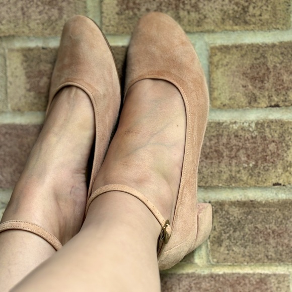 Shrimp pink vintage MOROBE Luxury House Soft Suede Block Heel Mary Janes Size 38 - Picture 3 of 16